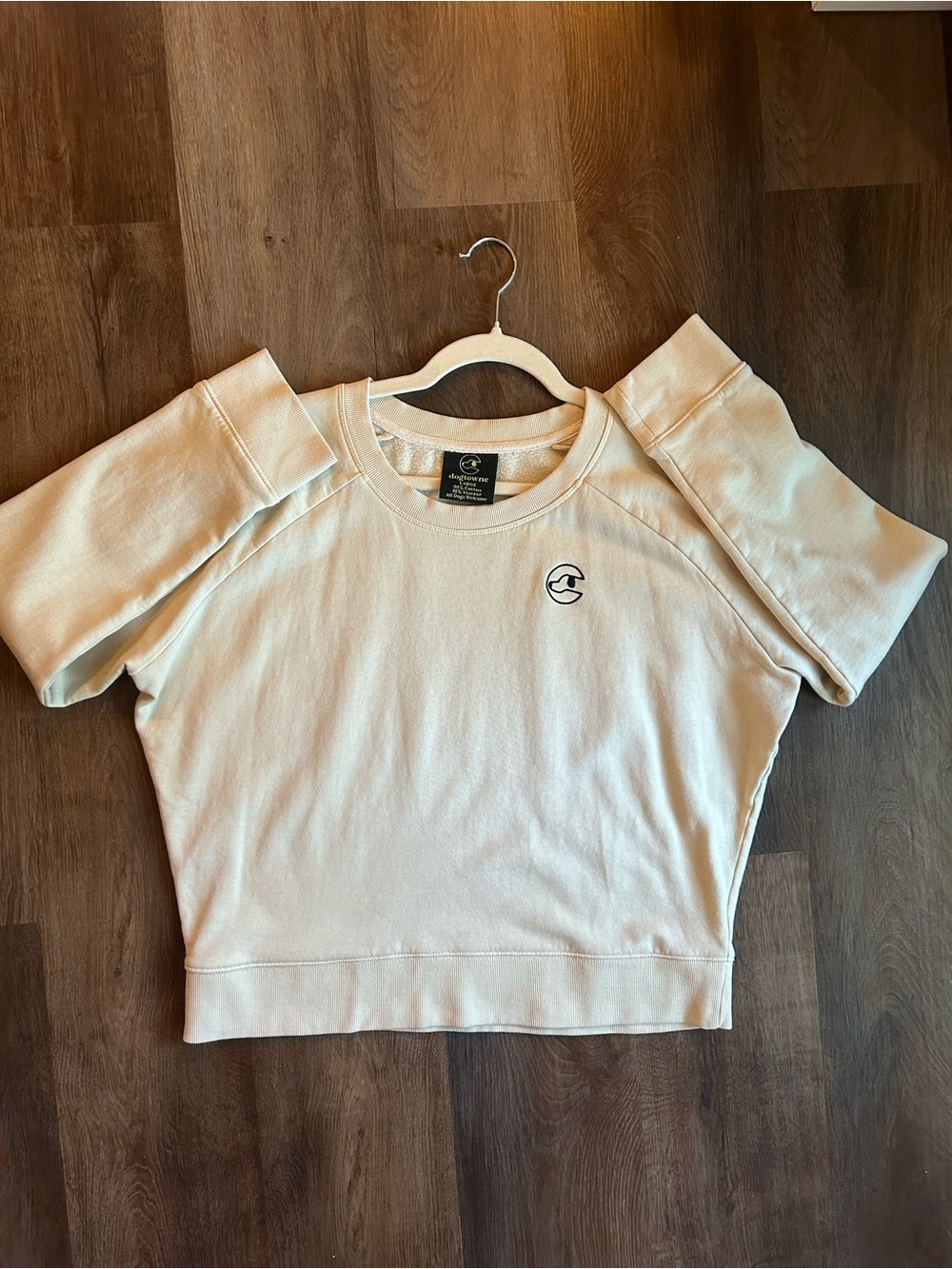 Dogtowne Embroidered Logo Crewneck Sweatshirt Women's Large Cream Pullover